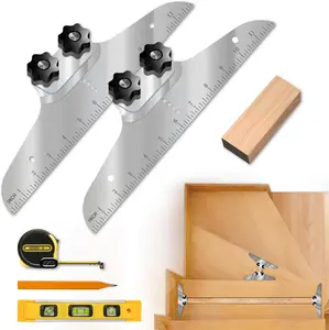 Stair Tread Template Tool,  Stair Measuring Tool, Tread Jig Set - with Level & Tape Measure & Carpenter Pencil, Suitable for Risers and Partitions.