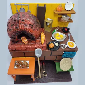 Rustic Charm: Handcrafted Miniature Latin American Kitchen with Traditional Clay Oven – Perfect Décor for Christmas and Beyond Ornaments Decoration