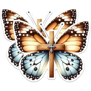 (2) Butterfly Cross Magnets  Christian Faith Jesus Magnet  5" On Longest Side  Premium Magnet  for Cars, Refrigerators, Toolboxes, Lockers  Made in  MAG0433