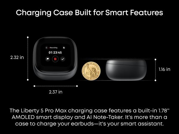 soundcore Anker Liberty 5 Pro Max Wireless Earbuds, Exclusive Limited: Add $5/$10 for Extra Premium Gift, AI Note-Taker for In-Person Meetings, Whisper-Clear Calls, Active Noise Cancelling, 1.78" AMOLED Smart5 Mins Charge = 4 Hrs Playtime