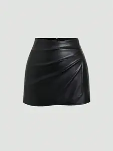 Women's Sexy Tight Mini Skirt, Plain Design, Vintage PU Leather Material, Casual All Seasons Wear, Fitted Style, Clothes, Vintage Skirts