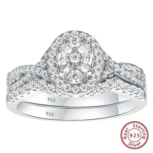 925 Sterling Silver Wedding Rings Set for Women Oval Halo Cubic Zircon Bridal Engagement Ring Jewelry Gift NS BR2043 #Love Story#Love Story #Love Story