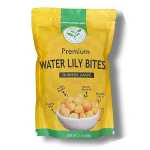 The Healthy Plate Turmeric Garlic Flavored Popped Water Lily Seeds | Turmeric Garlic Makhana | Puffed Lotus Seed | Gourmet, Crunchy & Nutritious Snack (2.1 Ounce) | Protein Rich, High Fiber