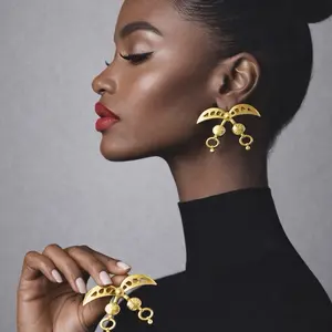 Quality African Akofena Symbol Earrings - Unique Design in Clear Packaging