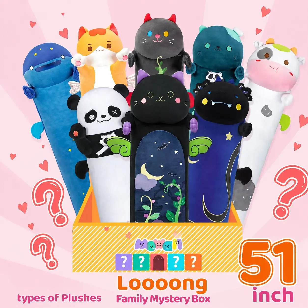 Plush Toys, 51 Inch Kawaii Stuffed Animals, Surprise Plush Gift for Kids & Adults, Perfect for Halloween, Christmas, Birthday