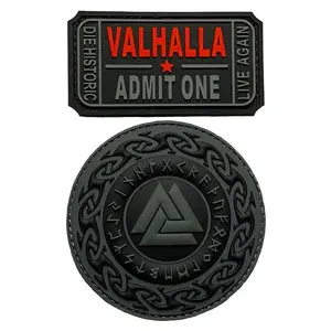 Viking Valknut Odin Ticket to Valhalla Admit One Patch (2PC Bundle -PVC Rubber)