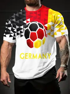 Men's Summer New Digital Print Short Sleeve Round Neck T-Shirt, High-Definition 3D Printing, Soft Breathable Fabric, Casual Loose Fit, Versatile Wear Streetwear