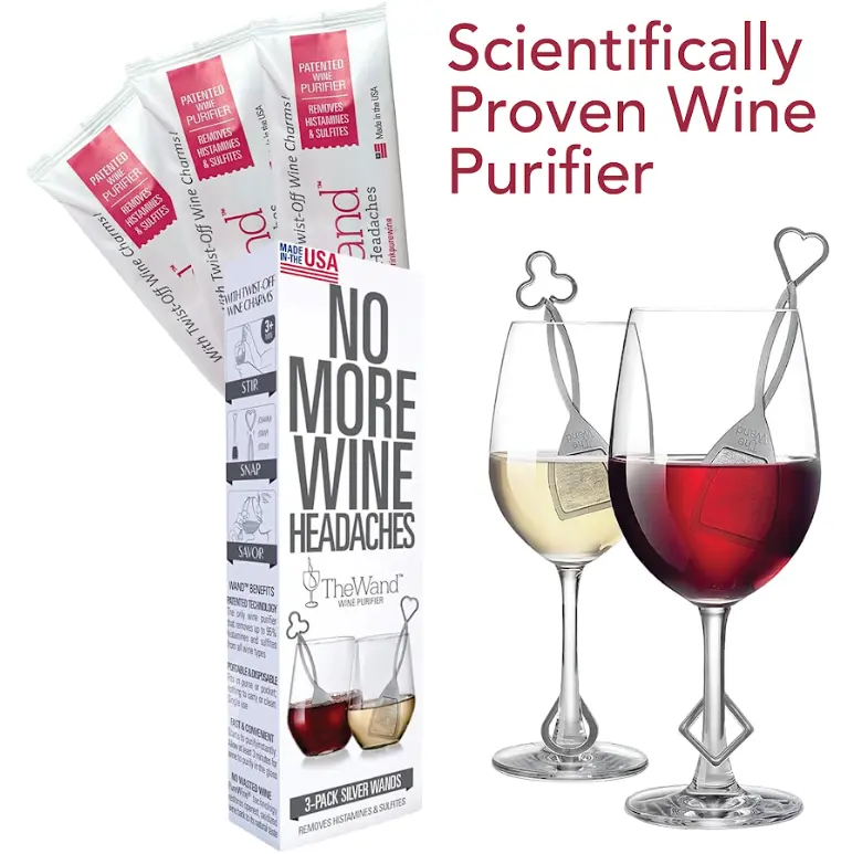 The Wand Wine Purifier by PureWine - Red & White Wine Filters for Histamines & Sulfites, Sulfite Remover Sticks, Helps Allergies & Headaches, Gift Accessories for Women & Men - (Color Variations)