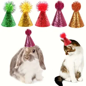 5pcs Mini Dog Hat Cat Birthday Party Hats Holiday Wedding Rabbit Hat Pet Costume Accessories, Colorful Puppy Kitten Outfits