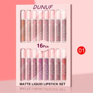 DUNUF 16-Piece Set Lip Gloss Long-Lasting Glossy Waterproof Non-Sticky Lip Tint Nonstick Lipgloss