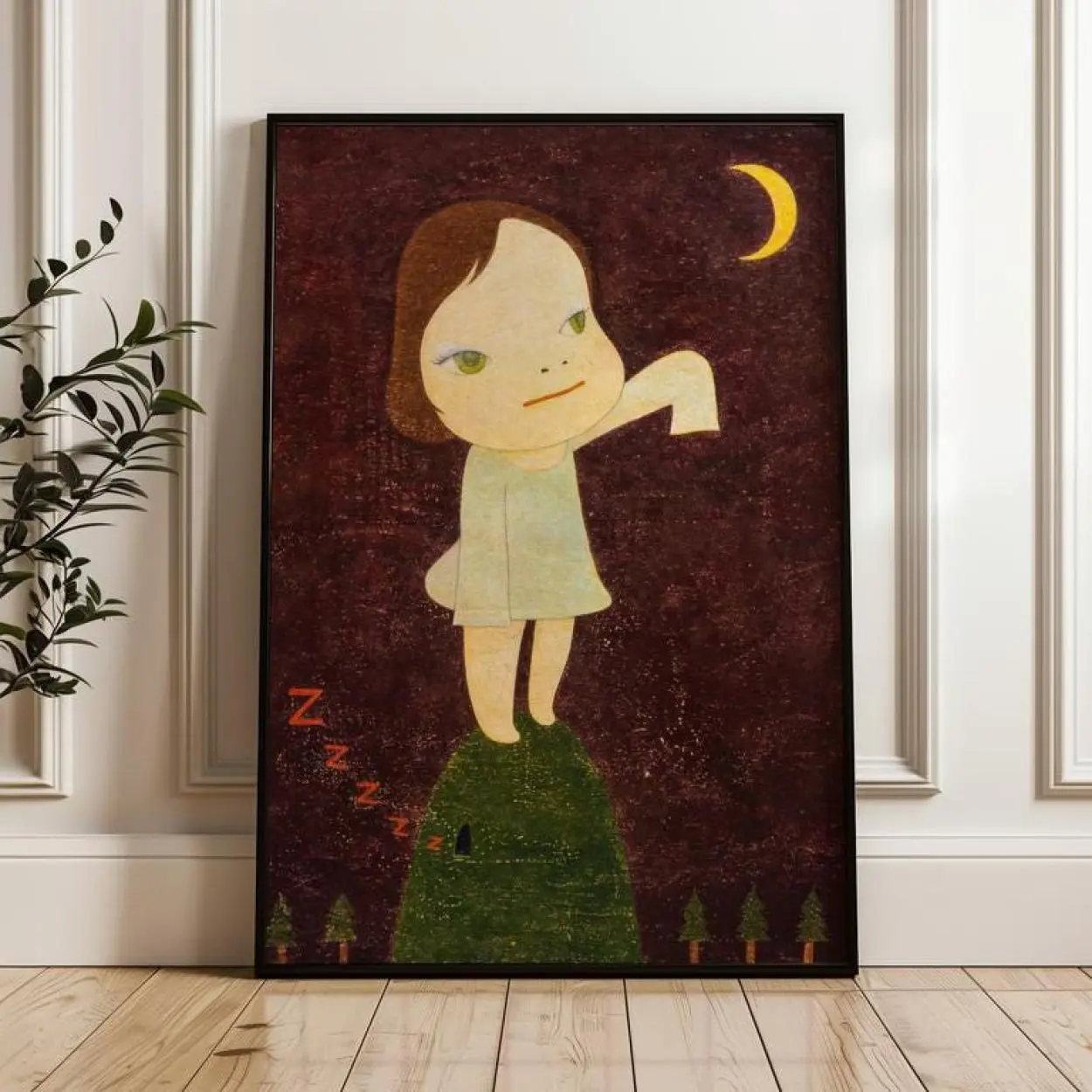 Girl Under Crescent Moon, Yoshitomo Nara Wall Art Print, Contemporary Poster, Full Color Selection, Pick Your Favorite, Classic Cuts, Always On Point