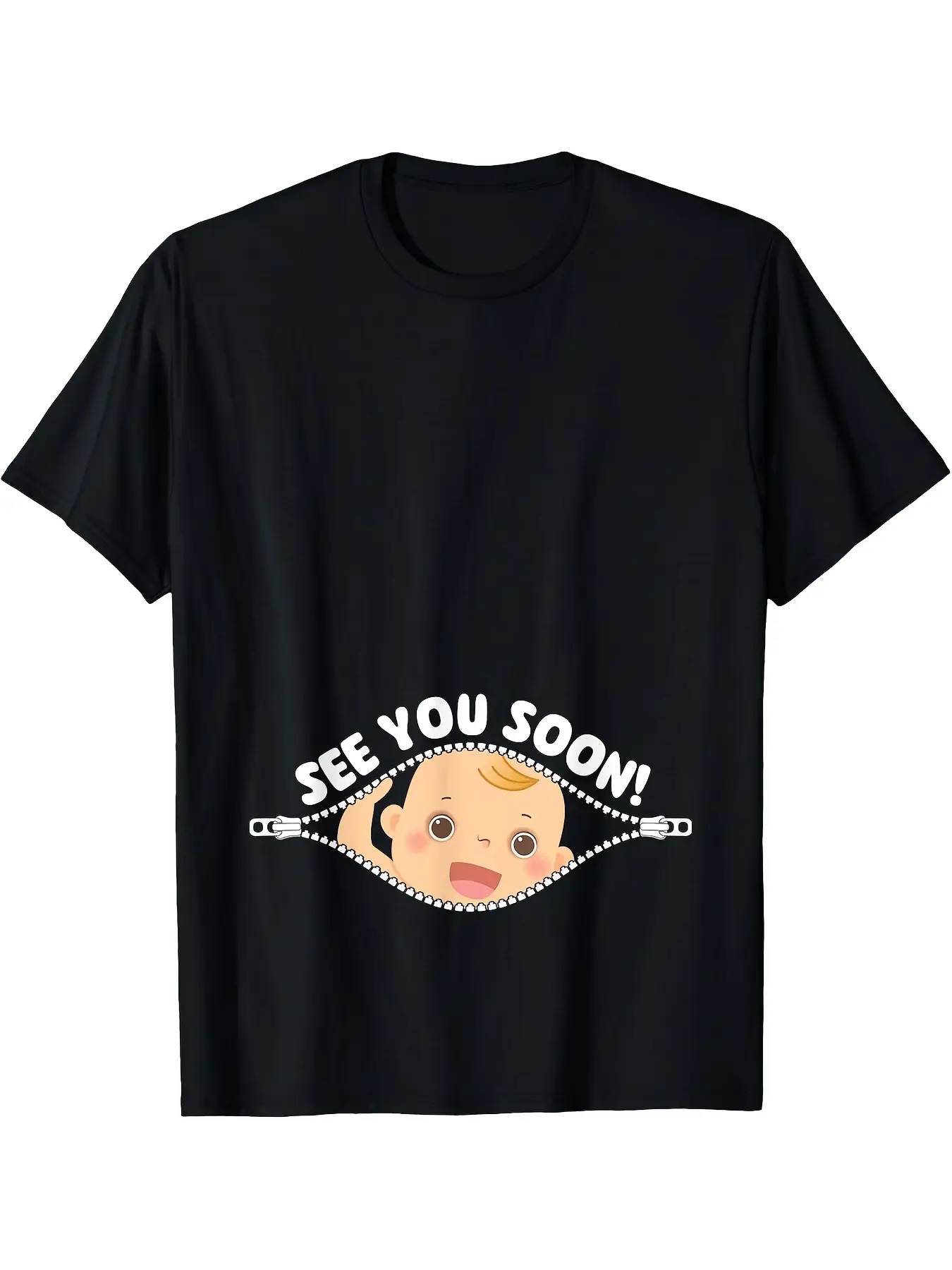 1pc See You Soon Gender Reveal Baby Shower T-Shirt unisex soft cotton short sleeve t shirt, vintage graphic casual tee for men women teens, perfect birthday holiday gift for camping travel gym daily street  wear