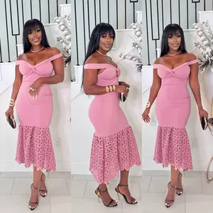 SHOW ME OFF LACE MERMAID MIDI DRESS (ROSE)