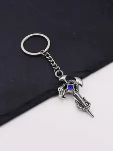 Vintage Snake & Sword Design Keychain, Rhinestone Decor Keychain for Car Keys for Women & Men, Fashion Accessories for Daily Use
