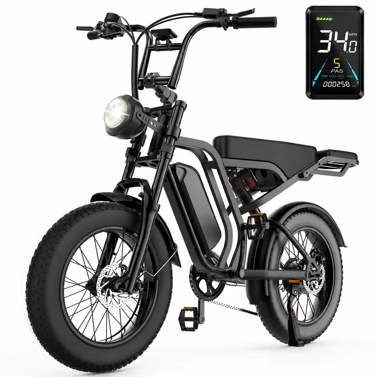 E‑Bike Deals 1500W Power Adult Electric Bike with All-Terrain Fat Tires, Full Suspension, LED Headlight, Removable Battery for Modern Outdoor Cycling, Trail Riding