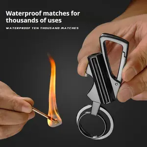 Car Keychain, Car Key Ring, Permanent Lighter Infinite Lighter Multifunctional Key Chain Bottle Opener, Reusable Waterproof Lighter Easy to Ignite Anywhere, Eternal Flint Outdoor Survival Tinder, Men's Multifunctional Model, Interior Accessories