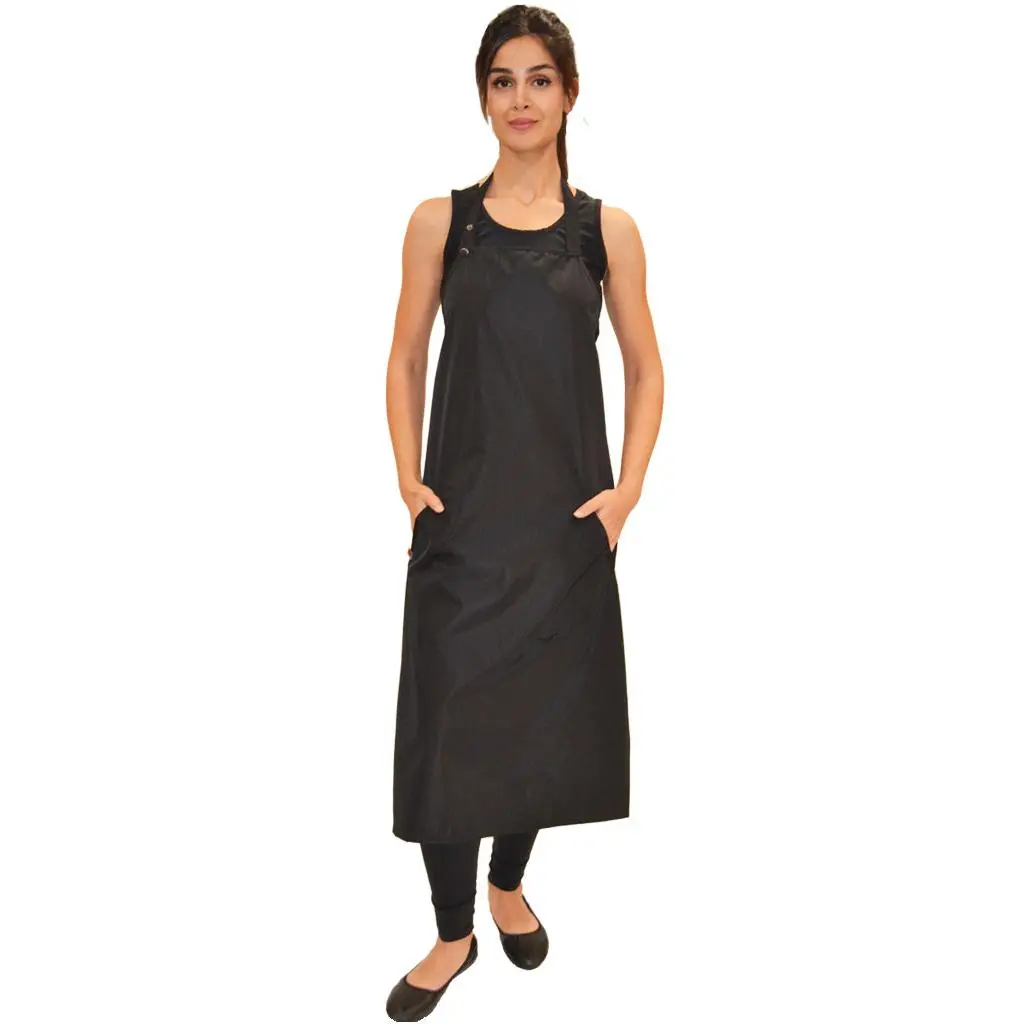 682 - Bathers Long Black Waterproof Hair Resistant Bleach Resistant Bathing Apron for Pet Groomers and Hair Stylists