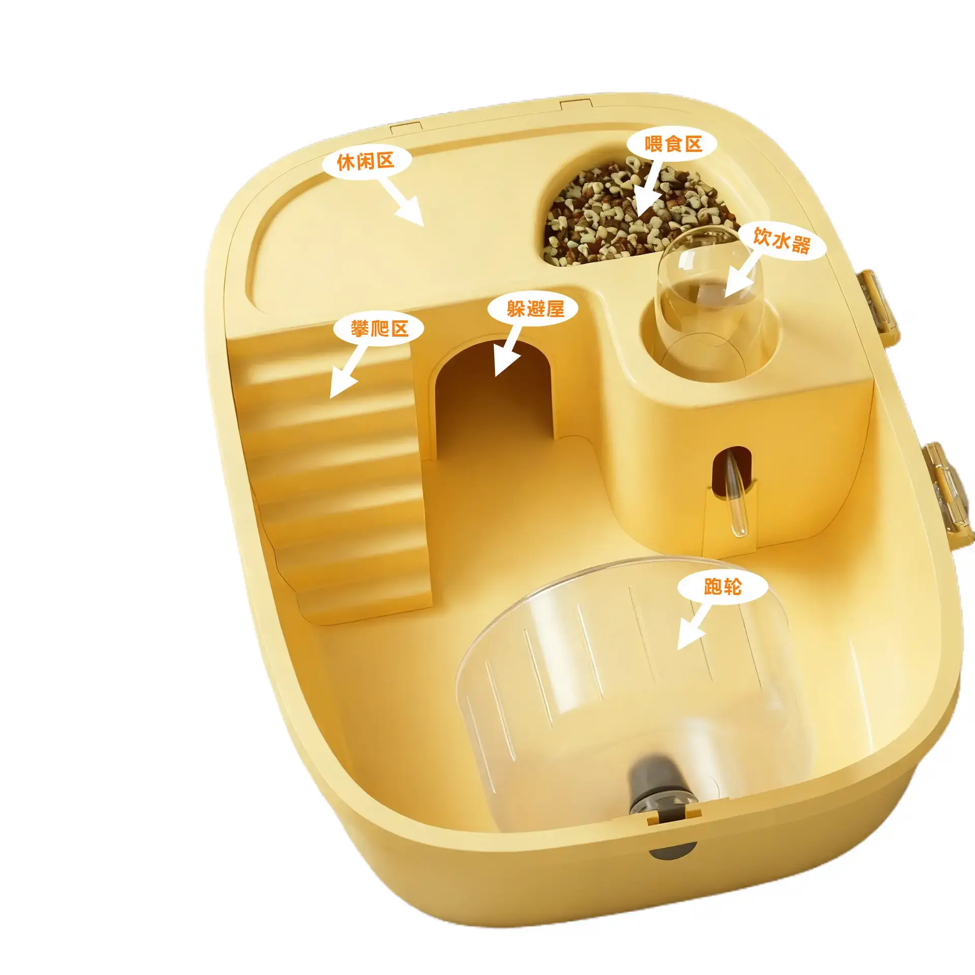 Acrylic Hamster Cage - Complete Kit, 2-Layer Luxury Space Villa with Multi-Zones for Feeding/Rest and Stimulating Play, Transparent Small Animal Habitat