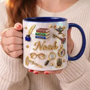 Personalized Gemstone Graduation Mug, 2D Printed 3D Effect Jewelry Style Coffee Cup with Custom Name, Class of 2026 Senior Keepsake for Students, Unique Graduation Gift for High School or University Ceremony