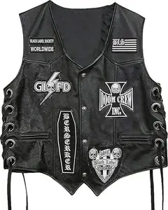 Zulin Black Label Society Skull Rider 100% Real Leather Vest For Men Summer Wear Bold Style Graphic Layer Outfits Gilet Sleeveless Fashion Menswear
