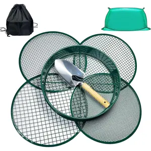 Soil Sifter for Gardening, 12 Inch Green Soil Sifter with 4 Replaceable Fine Screens and Shovel, Sieve for Sand Rocks Dirt Compost
