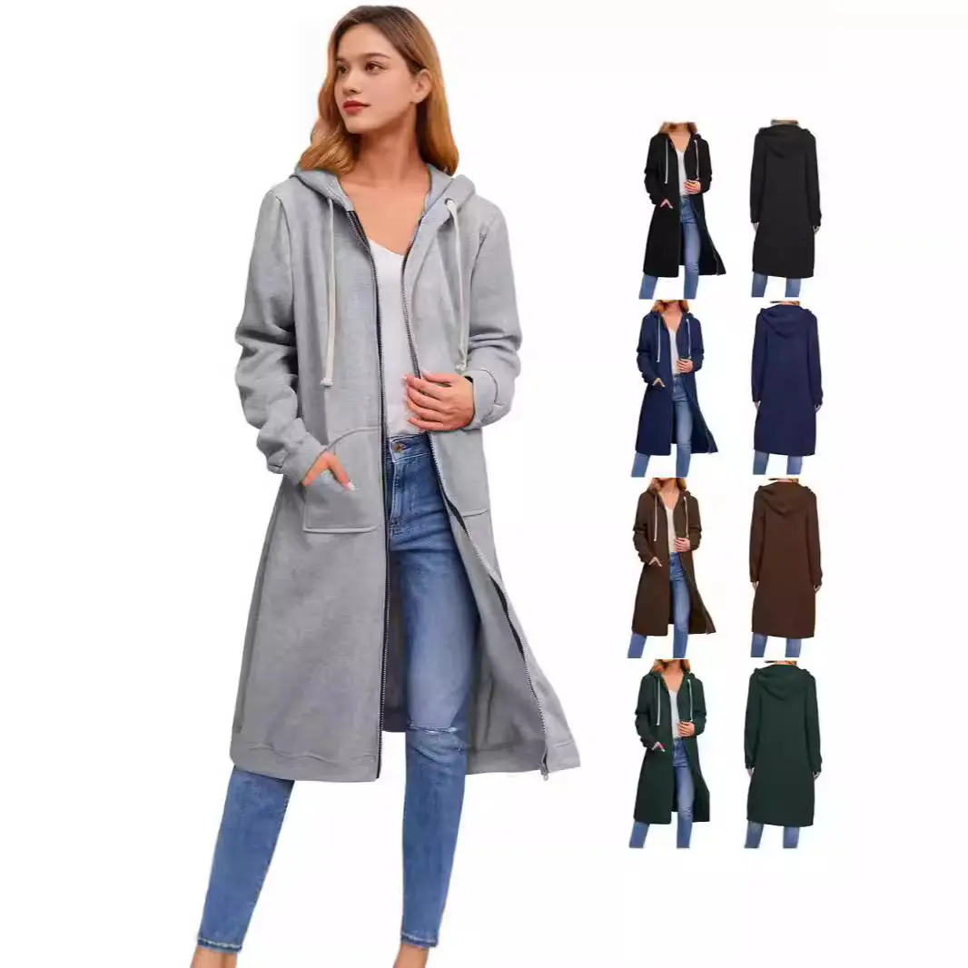2025 best-selling women's loose zipper cardigan jacket spring autumn winter long