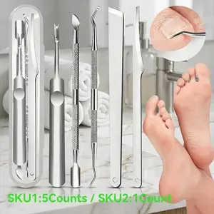 1/5Pcs Pro Pedicure Tool Kit - Stainless Steel Foot Rasp & Callus Remover
