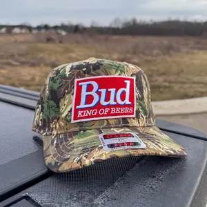 BUD Vintage Style Camo Otto Adjustable Snap Trucker Snapback King Of Beers