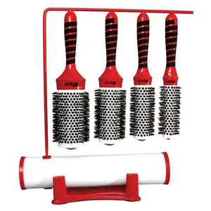 Boar & Nylon Bristle W/ Magnetic Therapy Handle 4 Brush Set