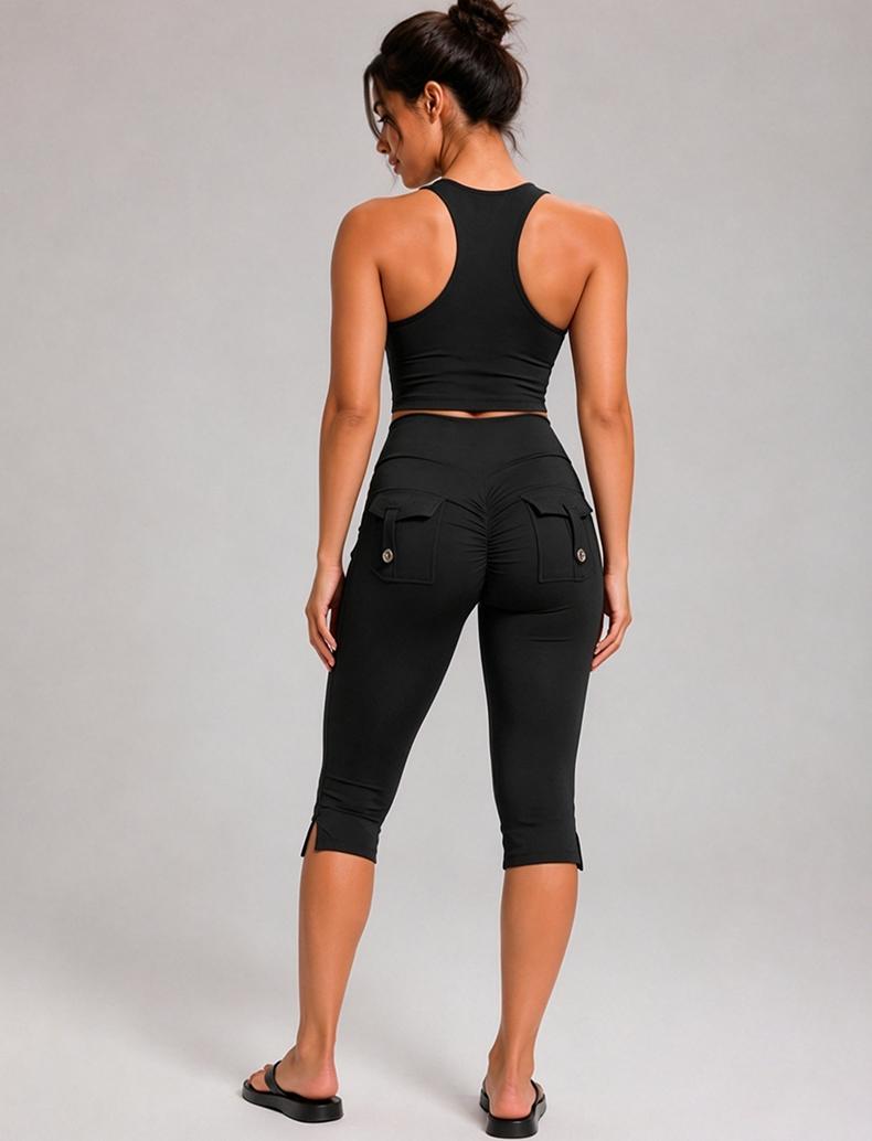 JOJOANS Women's Denim Capri Pants, High-Waisted Yoga Pants, Workwear-Style Pants with Pockets, Tummy-Tucking and Butt-Lifting Design, Women's Sports, Fitness, Running, and Soft Workout Yoga Leggings Spandex Womenswear