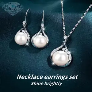Personality Fashion Clavicle Chain Water Drop Necklace Luxury Exquisite Water Drop Earrings Jewelry Set