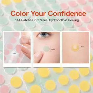 EELHOE Colorful Hydrocolloid Pimple Patches with Centella Asiatica and Salicylic Acid - Gentle, Non-Irritating for Facial Acne Repair and Skin Healing