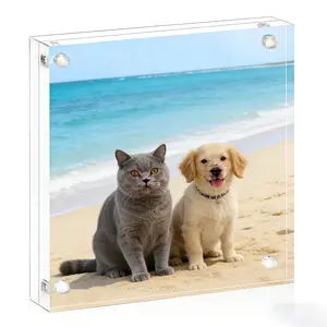 Guardian Pet Memory Frame, Thick Anti-Scratch Acrylic Magnetic Photo Stand, Square Display Base, Perfect for Cherished Moments
