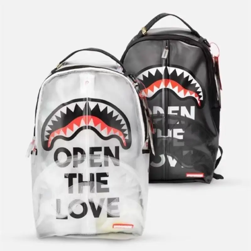 Rip Me Open Shark Backpack TranslucentClear Shark Mouth Graphic School BookbagWater Resistant Streetwear Laptop Bag