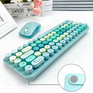 Chic Wireless Keyboard & Mouse Set, 2.4GHz Connectivity Round Keys Keyboard & Mouse Set, Perfect Gift for Students Office Worker