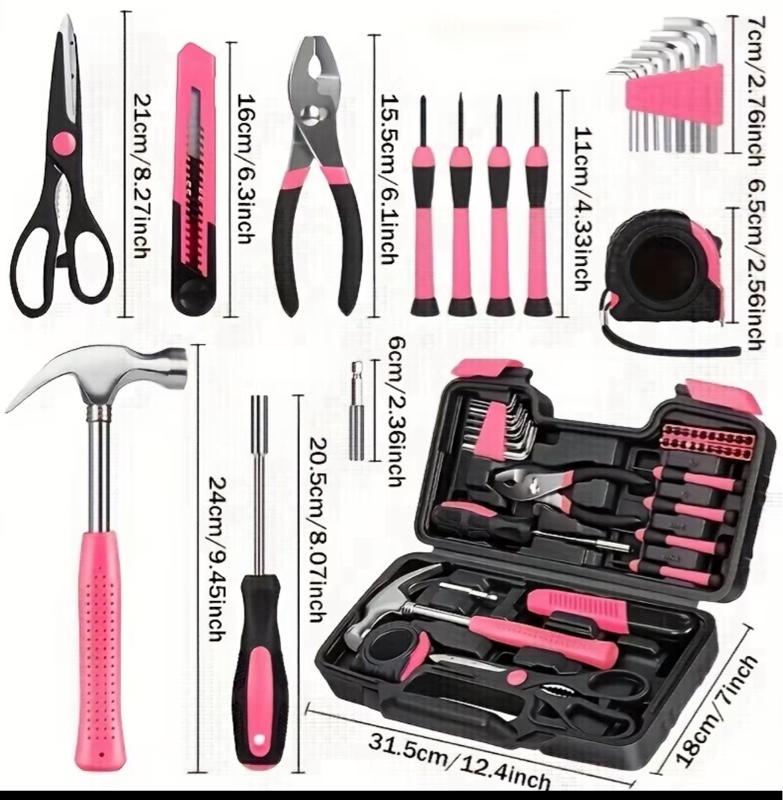 Home basic hand tool kit with storage box, universal household tool set ...