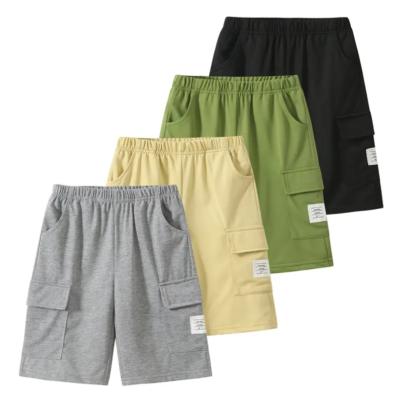 4 Pack #SummerVibes boy summer fashion Joker shorts children's elastic waist jogging shorts with pockets fashion boy shorts Casual Lightweight Suitable for ages 3-14
