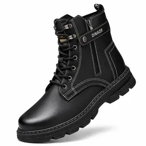 YANXIANSHOES Men's High Top Combat Work Boots Lace Up Ankle Boots With Side Zipper Work Safety Footwear Work Safety Sneakers