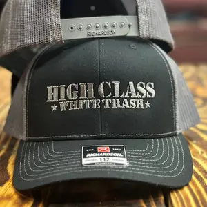High Class White Trash Embroidered R112 SnapBack Trucker Cap Black/Grey