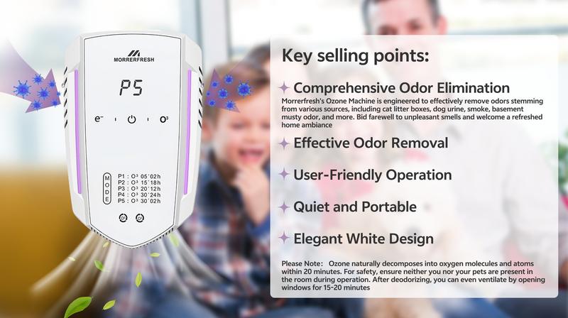 Morrerfresh Odor Eliminator for Cat Dog Car Home Quiet Portable Air Purifier with Advanced Ozone Technology Removes Pet Urine Smoke Musty Smells Fathersdaygift