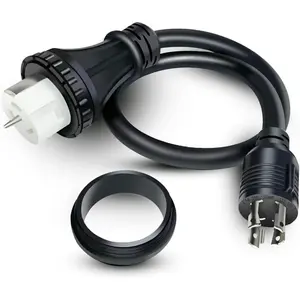 NEMA 3ft L14-30P to 50A SS2-50R with Locking Ring 120V/240 30 Amp 4 Prong Male to 4 Prong Twist Lock Receptacle Generator RV Marine Shore Boat Power Cord Adapter