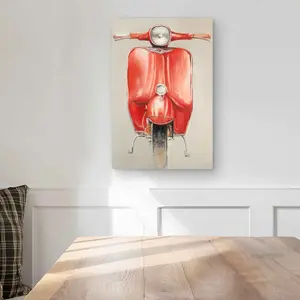 Begin Home Decor C1MP1218I7RXNX 12 x 18 in. Small Red Moped Wall Art - Office Transportation Metal Print Decor