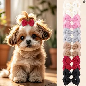 12 Pcs Cute Double Layer Bow Hair Clips, Pet Accessories for Cats and Dogs, Daily Beauty Decorations, Adorable Hairstyling Supplies