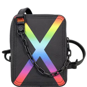 Pre-owned Louis Vuitton Taiga leather Crossbody Bags Sac Danube Taiga Messenger Crossbody Bag Black
