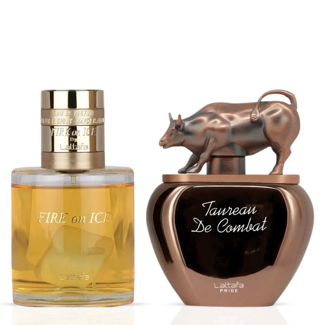 Fire On Ice  110ml (3.72 oz) & Taureau De Combat 100ml (3.4 oz) - Eau de Parfum Sprays by Lattafa