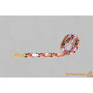 Flower Leash - Floral Design Dog Leash with Colorful Flower Patterns and Gold Clip