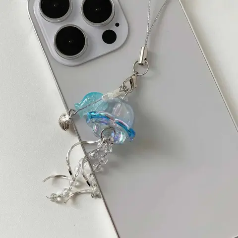 Jellyfish Design Keychain, Cute Clear Phone Chain, Stylish Keychain, Fashionable Keychain for Women & Men, Cute Keychains, Trendy All-match & Exquisite Keychain for Birthday Gift, Keychain Pendant