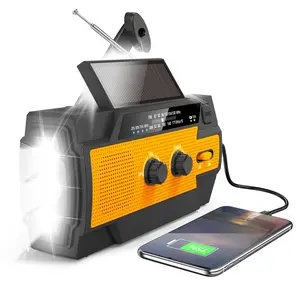 4000mAh Solar Power Hand Crank Radio, AM/FM/NOAA, 3-Mode Flashlight, Motion Sensor & SOS for Hurricane Prep & Outdoor, Hand Crank Emergency Radios Green Audio