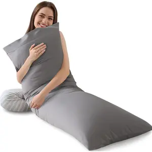 Memory Foam Full Body Pillow Insert, Soft Breathable Large Long Bed Pillow for Adults, Grey