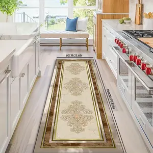 Floral Pattern Kitchen Boho Runner Rug, 1 Count Non-slip Rectangle Home Decor Floor Mat, Decorative Carpet for Home Kitchen Living Room Bedroom